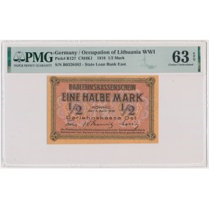 Kowno, 1/2 mark 1918 - B - PMG 63 EPQ