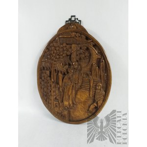Chinese-style bas-relief in wood