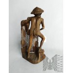 Exotická dřevěná figurka - Čínský rybář