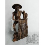 Exotická dřevěná figurka - Čínský rybář