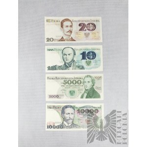 Bankovky Poľskej ľudovej republiky - 10, 20, 5000, 100000 zlotých