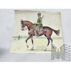 Neznámy autor - Poľský jazdec september 1939 Akvarel