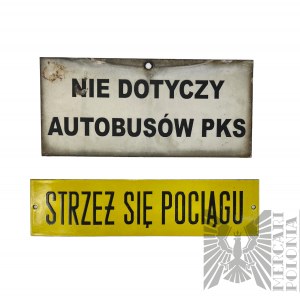 PRL Vintage smaltované výstražné značky PKP/PKS