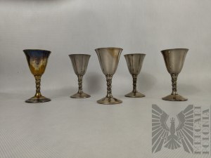 Set of 5 plated wine goblets