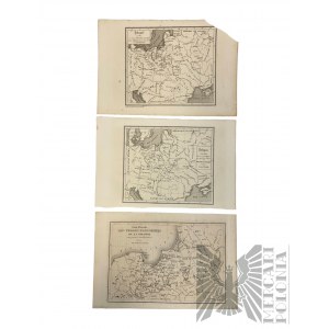 Ein Satz von 3 Karten von Leonard Chodzko, dem Schöpfer der Karte von Polen