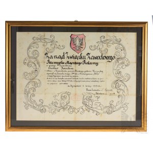 Dyplom Zarząd Związku Zawodowego Przemysłu Mącznego Piekarzy Żyrardów 1919