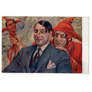 Leon Wyrwicz (1855-1951) Herec - Autogram na pohlednici a reklama na Porcelány Ćmielów