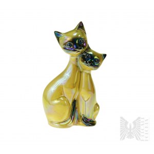 Vintage 1960s Porzellan Figur zwei Siamkatzen - Jema Niederlande