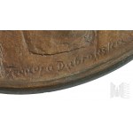 ART DECO - Dąbrowska Teodora (1891-1973) Plakette Bronze Mädchen mit Taube