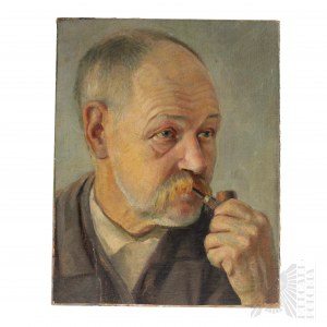 Romuald Smorczewski (1901-1962), Portret Mężczyzny z Fajką  1929 (wycięty)