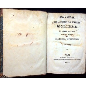 DZIEĽA JANA CHRZCICIELA POKELINA MOLIERA vo veršoch preložil Franciszek Kowalski II. zväzok vyd.1847