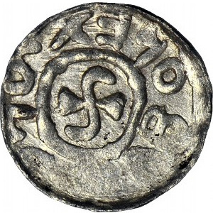RRR-, Bolesław III Krzywousty 1107-1138, Wrocław, Denar Krzyż w formie swastyki