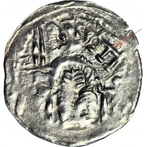 RR-, Bolesław IV Kędzierzawy po 1166, Denar, Władca na tronie/ Ptak