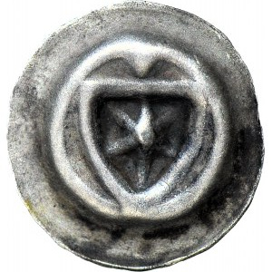 RR-, Zakon Krzyżacki, Brakteat 1353-1360, Tarcza zwieńczona kulą, wewnątrz gwiazda
