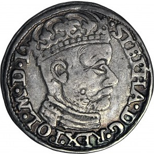 Stefan Batory, Trojak Olkusz 1585 GH, wąska głowa