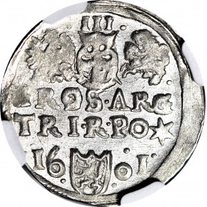 Zygmunt III Waza, Trojak 1601 Wschowa, wyśmienity, NIENOTOWANY PMD (zamiast MD)