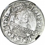 RR-, Zygmunt III, Trzykrucierzówka 1616 Kraków, herb Sas, R4, T.14