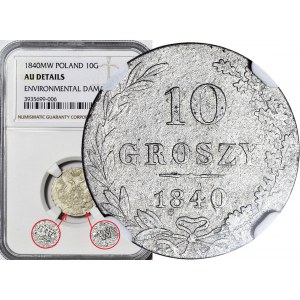 RRR-, Królestwo Polskie, 10 groszy 1840 WW zamiast MW