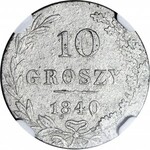 RRR-, Królestwo Polskie, 10 groszy 1840 WW zamiast MW