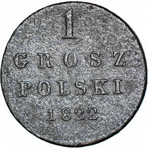 RR-, Królestwo Polskie, 1 grosz 1822 IB, bez napisu, bardzo rzadki