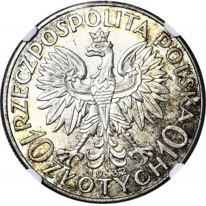 10 złotych 1932 b.zm. (Londyn), Głowa, mennicza