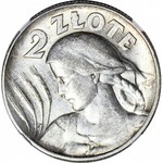 2 złote 1925, Żniwiarka, kropka po dacie (Londyn)