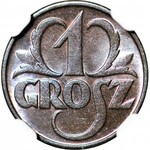 1 grosz 1932, menniczy, kolor BN