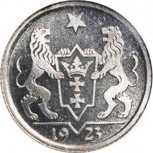 R-, Wolne Miasto Gdańsk, 1 gulden 1923, STEMPEL LUSTRZANY, ex. KAROLKIEWICZ
