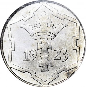 R-, Wolne Miasto Gdańsk, 10 fenigów 1923, STEMPEL LUSTRZANY