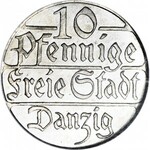 R-, Wolne Miasto Gdańsk, 10 fenigów 1923, STEMPEL LUSTRZANY