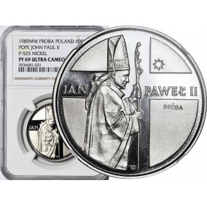 10.000 złotych 1989, Jan Paweł II, Krzyż w tle, PRÓBA, nikiel