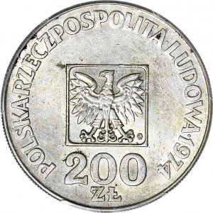 R-, 200 Złotych 1974, XXX lat PRL, DESTRUKT, ODWROTKA 180 stopni