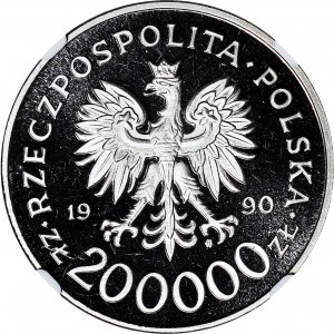 200.000 złotych 1990, Solidarność, największa z setu, PRÓBA, nikiel