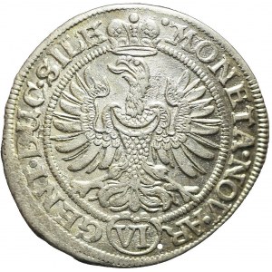Śląsk, Księstwo Legnicko-Brzesko-Wołowskie, Ludwika, 6 krajcarów 1673, Brzeg, bardzo ładne