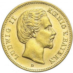 Niemcy, Bawaria, 5 marek, 1877 D, Ludwig II, rzadkie