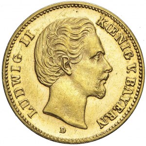 Niemcy, Bawaria, 5 marek, 1877 D, Ludwig II, rzadkie