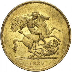 Wielka Brytania, 5 funtów 1887, Wiktoria