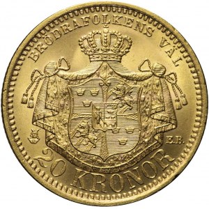 Szwecja, 20 koron 1899, Oskar II, mennicze