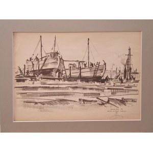 Antoni Suchanek(1901-1982),Fragment aus dem Fischereihafen,Gdynia1946