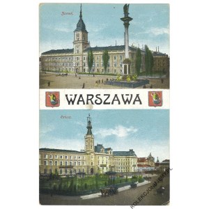 WARSCHAU. Das Schloss. Das Rathaus. Ostrowskis Ausgabe [Wappen].