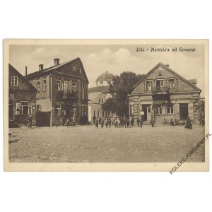 [Judaica. Belarus. Lida. Synagogue] Lida - Marktplatz mit Synagoge, FELDPOST