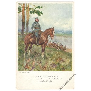 JOZEF PIŁSUDSKI. First Marshal of Poland (1867-1935). Painting. J. Kossak