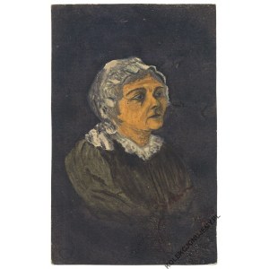 [Hand-painted postcard: bust of a woman].