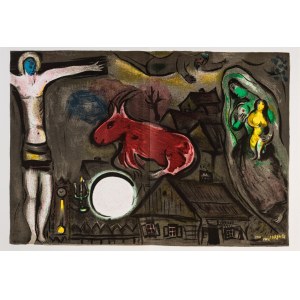 Marc Chagall, Mistyczne ukrzyżowanie z albumu ''Derrière le Miroir”, 1950