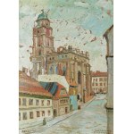 Irena NOWAKOWSKA-ACEDAŃSKA (1906-1983), Paczków - Blick vom Marktplatz auf die Kirche des Heiligen Johannes des Evangelisten