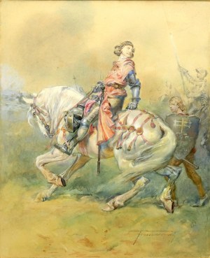 Antoni TRZESZCZKOWSKI, (1902-1974), Knight with a squire at his side