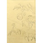 Karol KOSSAK (1896-1975), Skici koní, satirické kresby ďábla, 1922