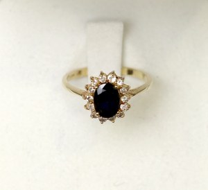 France, Ring with natural sapphire and diamonds