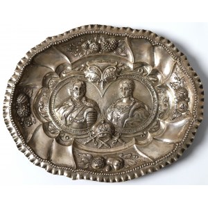 Hanau, Commemorative platter, August II the Strong and Maria Josephine