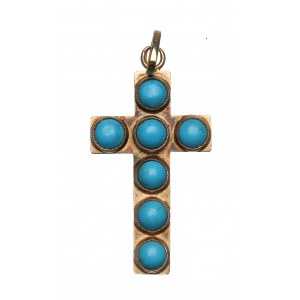 France, Gold cross with turquoise